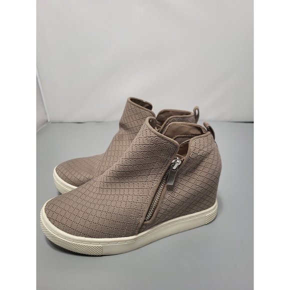 torrid Shoes - Torrid Tan Hidden Wedge Hi Top Sneakers Booties Size 7.5 WW (Extra Wide)
